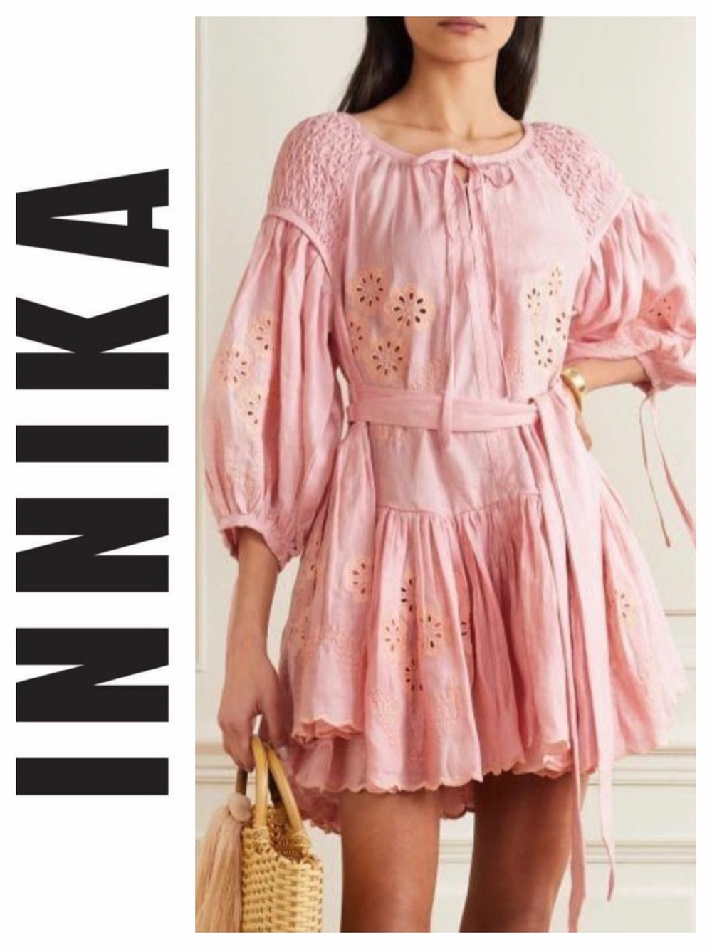 Innika Choo Meg Nettick Linen Mini Smock Dress M/L